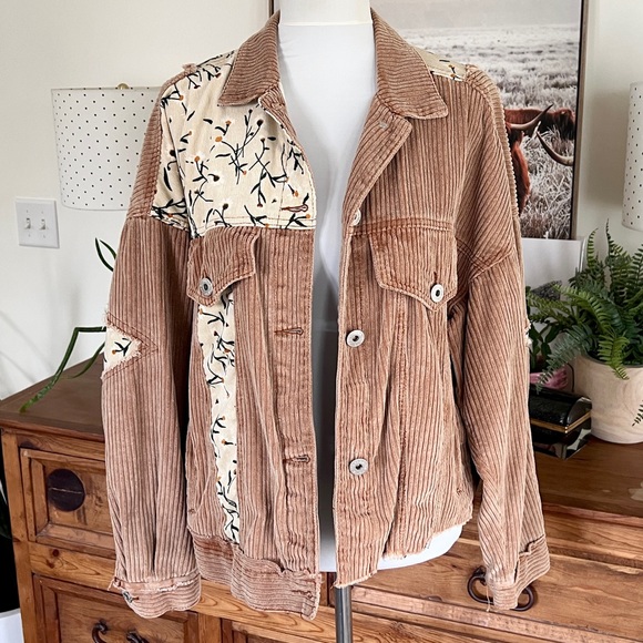POL Tan Brown Corduroy Floral Patch Jacket S - Picture 2 of 16